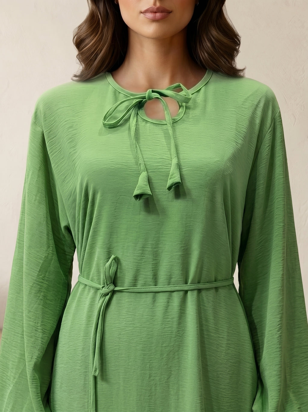 Tie-Neck Tassel Tunic Top