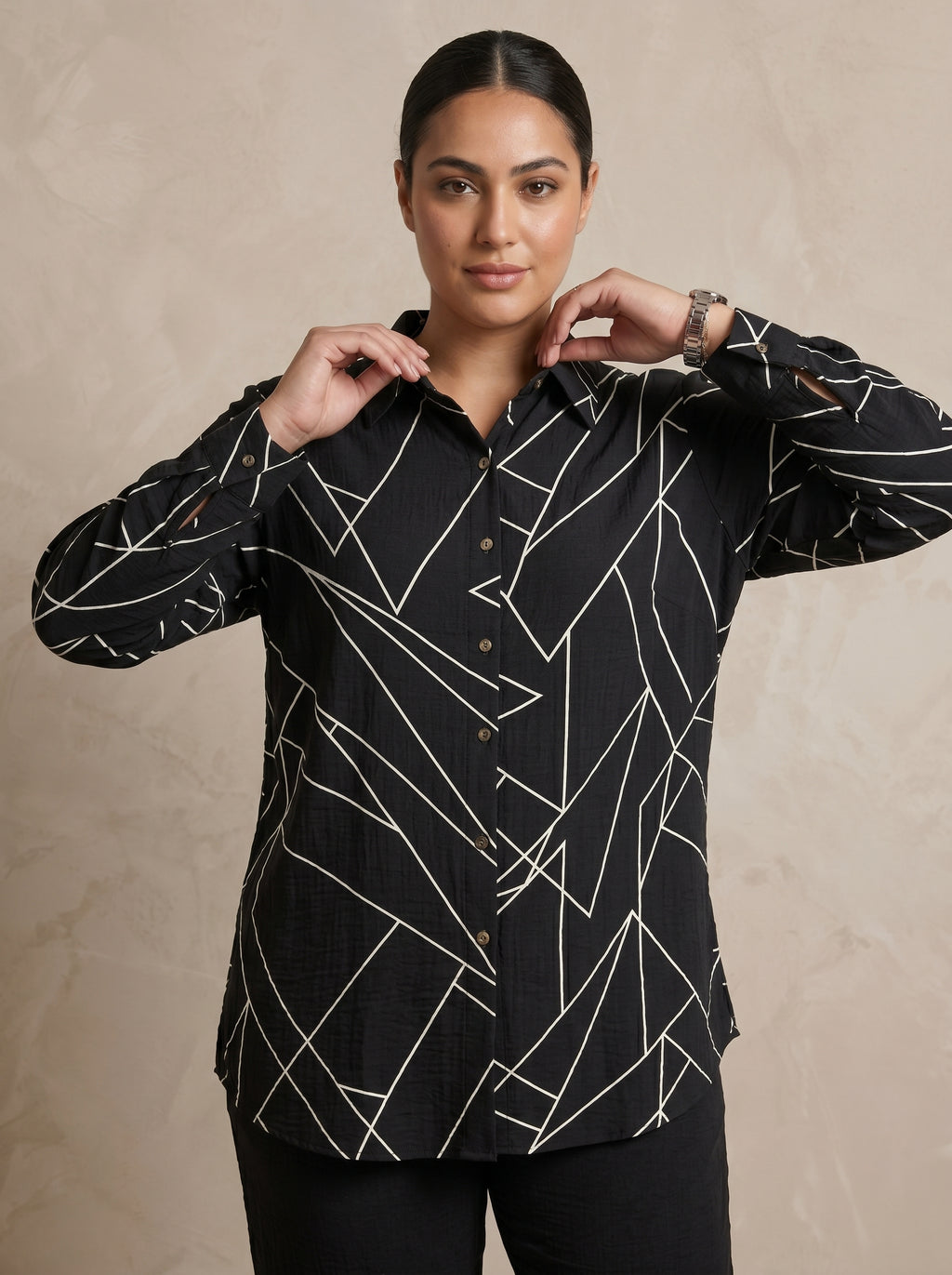 Classic Collared Intersecting Line Matching Set