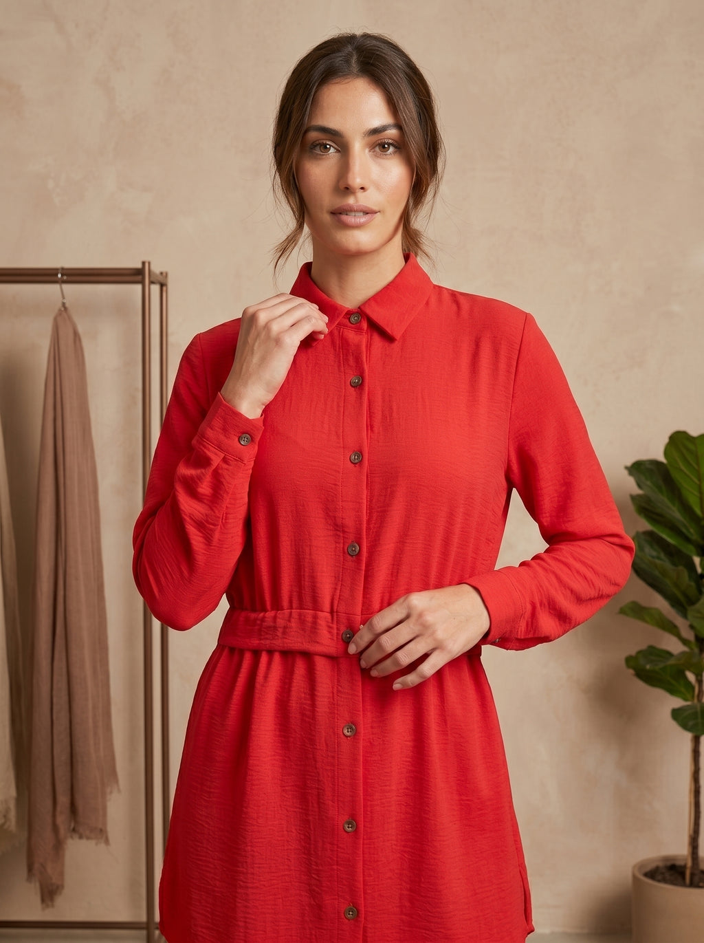 Classic Collared Long Sleeve Shirt Tunic