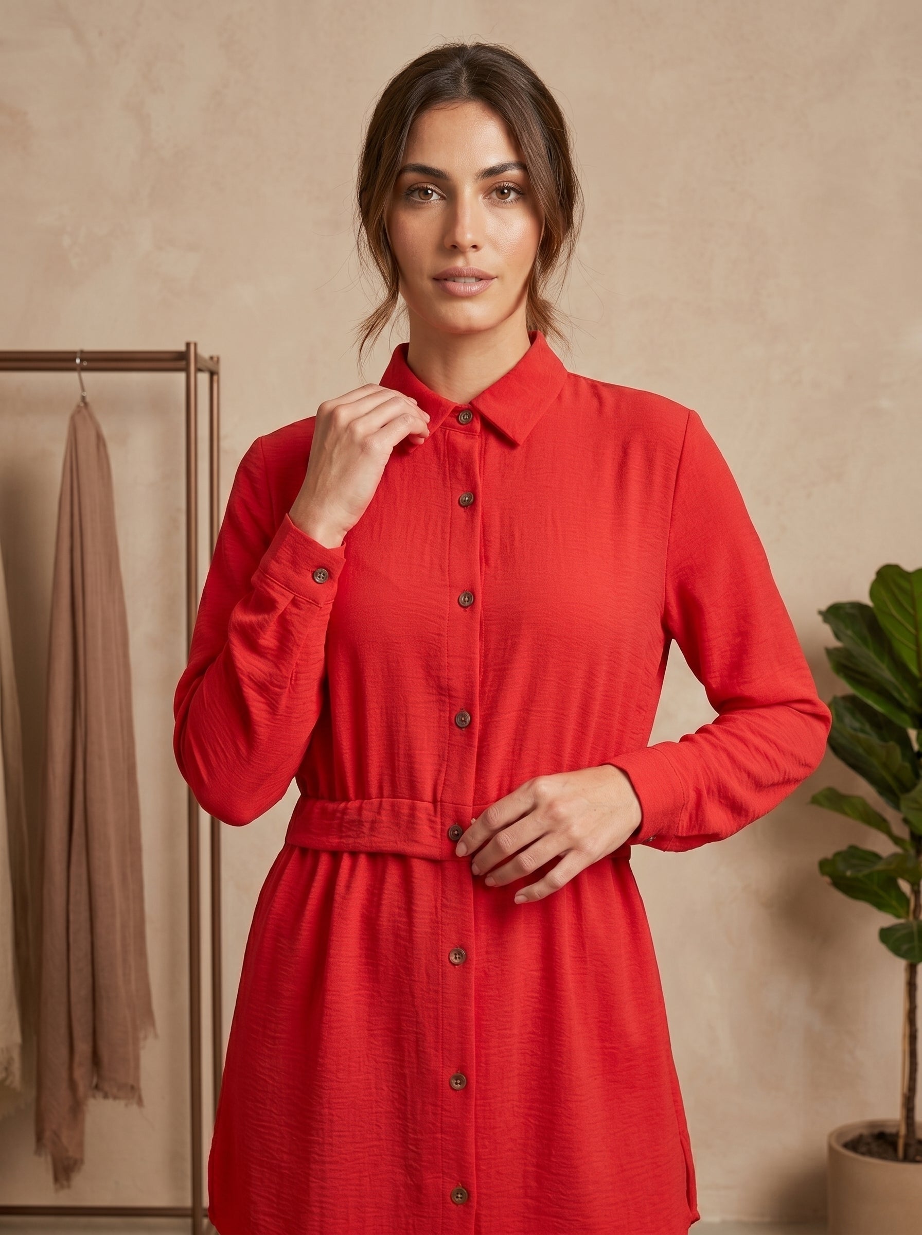 Classic Collared Long Sleeve Shirt Tunic