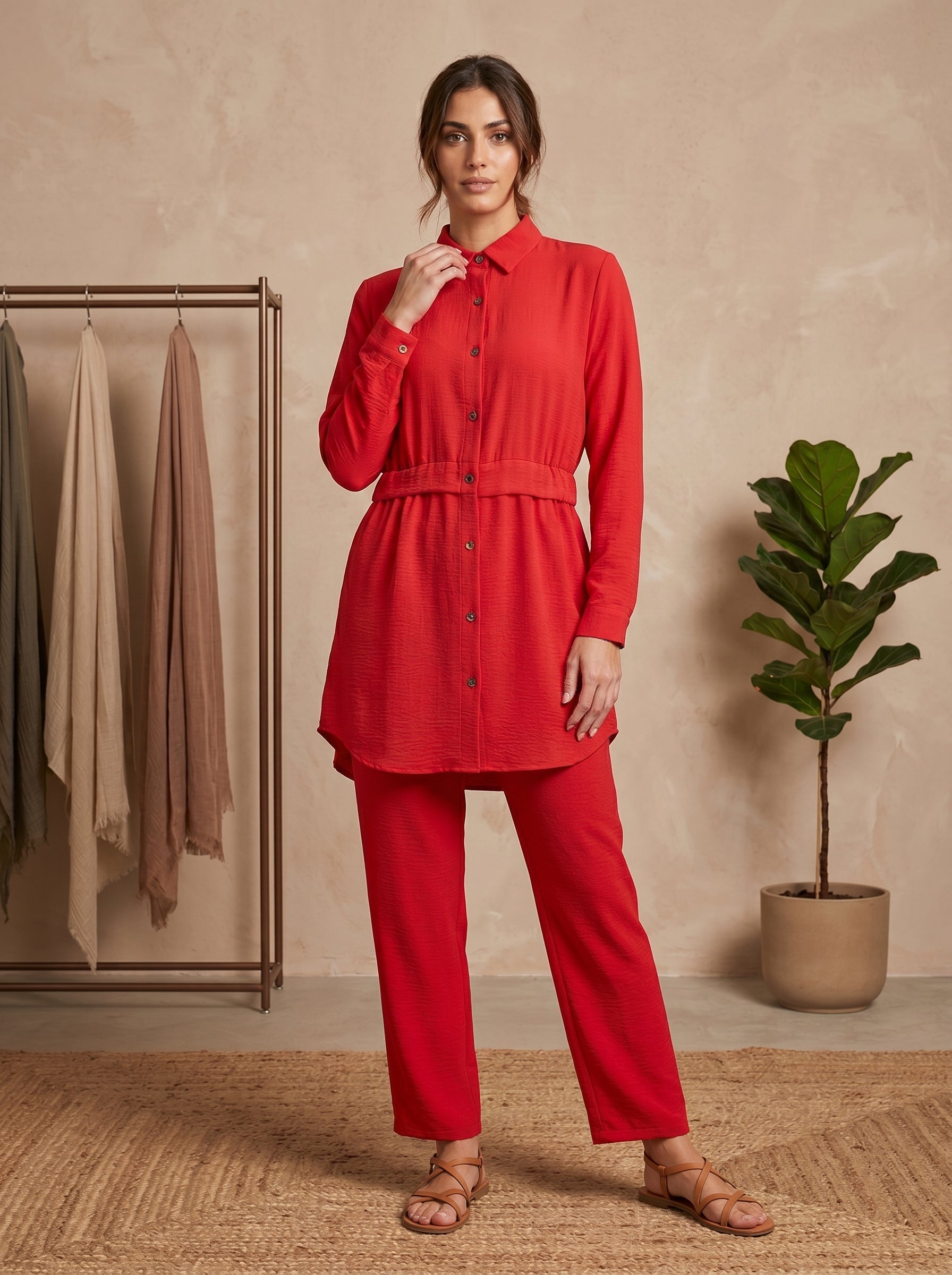 Long Sleeve Two-Piece Set | Classic Collared