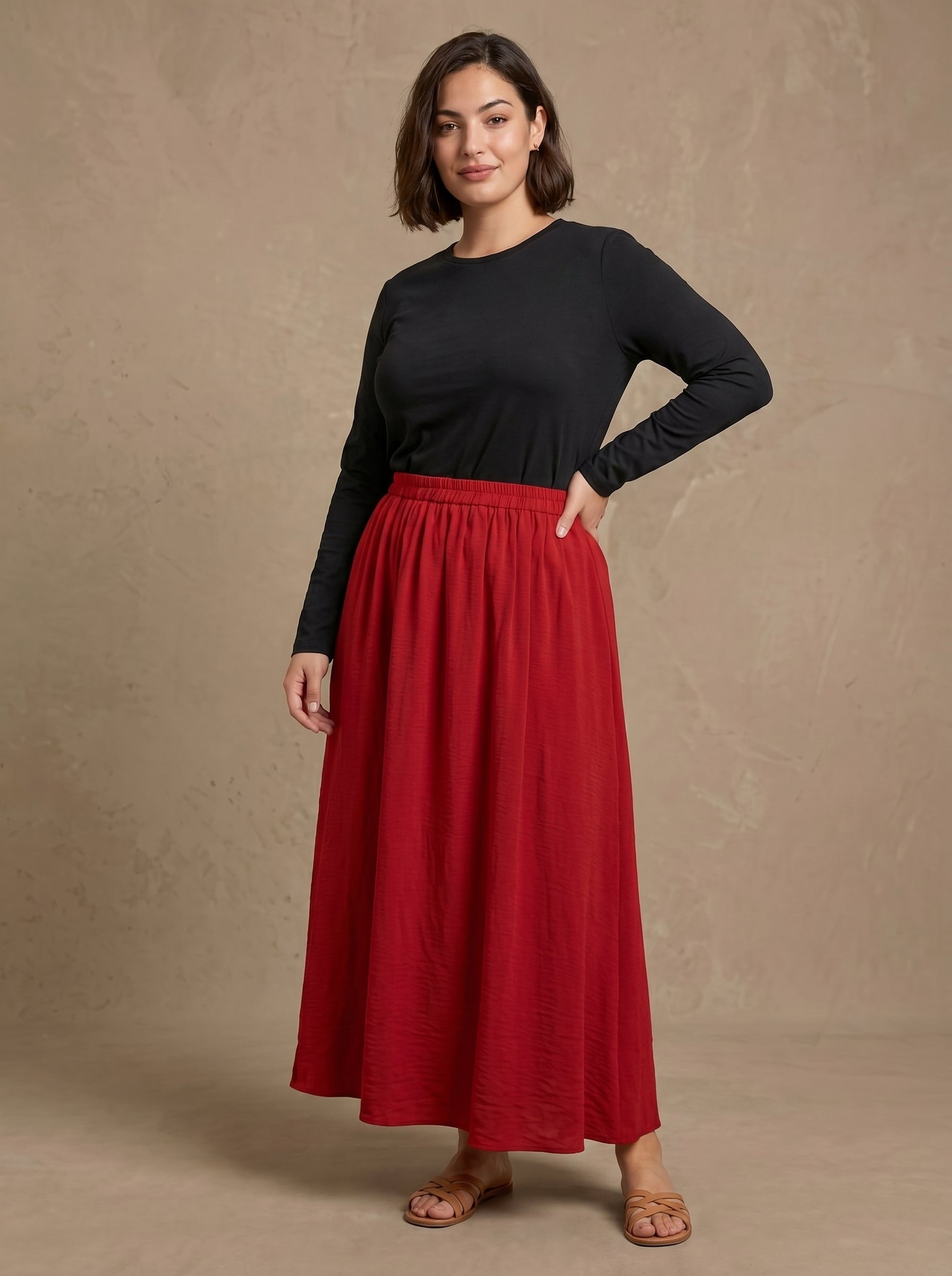 Daily Comfort Crepe Long Skirt