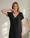 Lace-Trim V-Neck Maxi Dress
