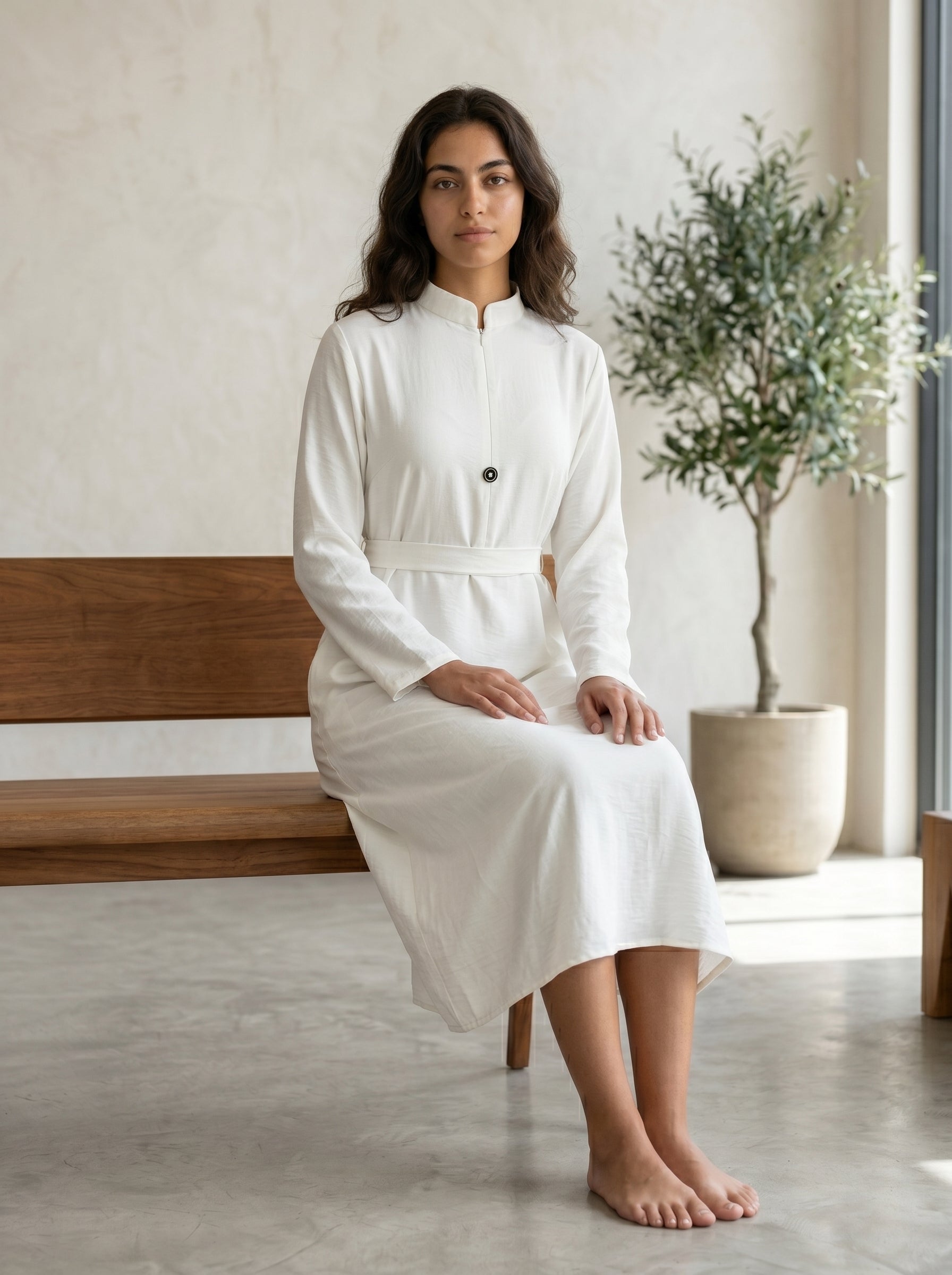 Elegant High-Neck Belted Maxi Dress