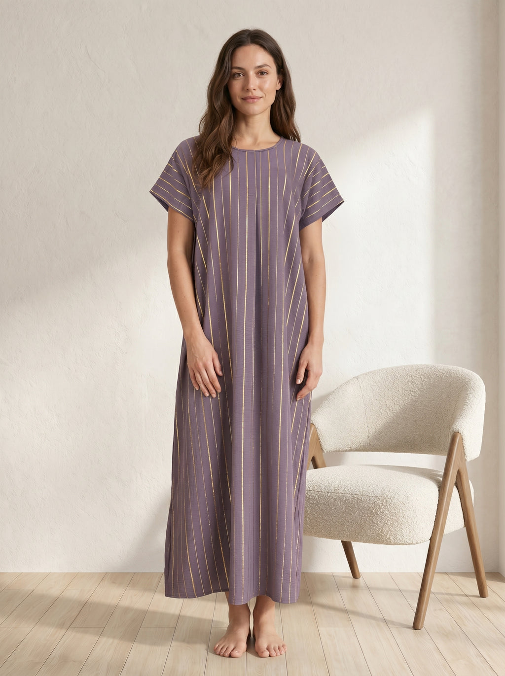 Relaxed-Fit Striped Inner Dress for Modern Modest Layering