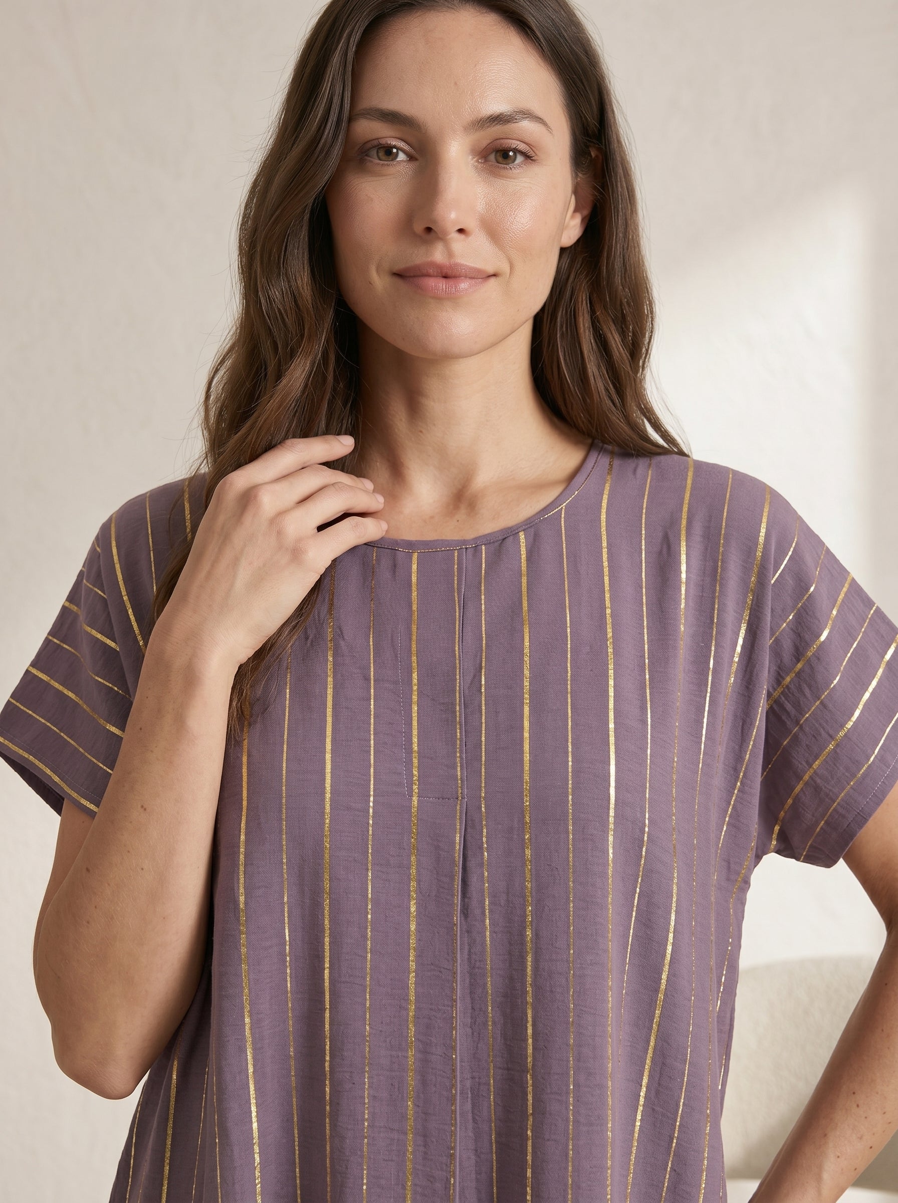 Relaxed-Fit Striped Inner Dress for Modern Modest Layering
