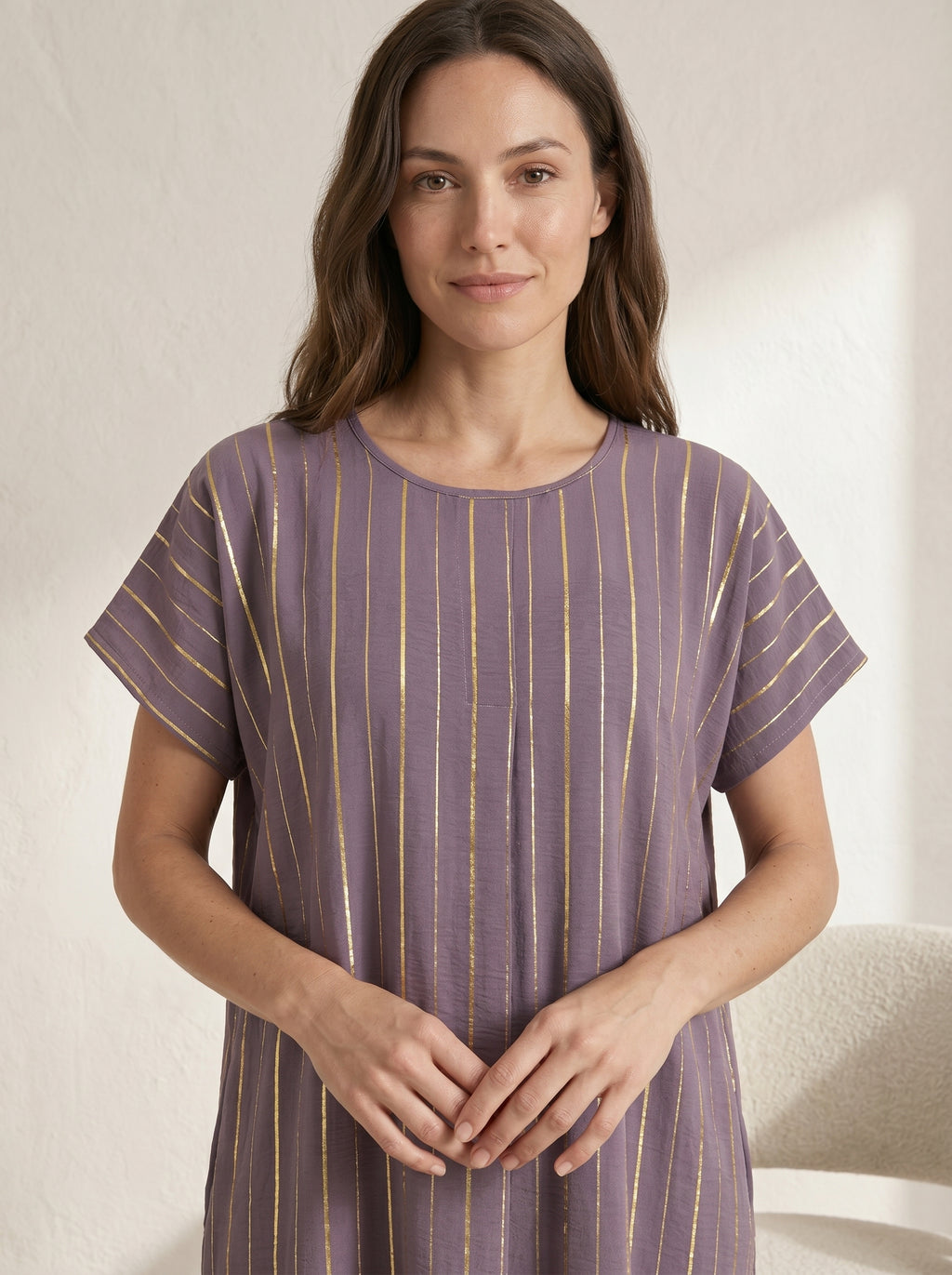 Relaxed-Fit Striped Inner Dress for Modern Modest Layering