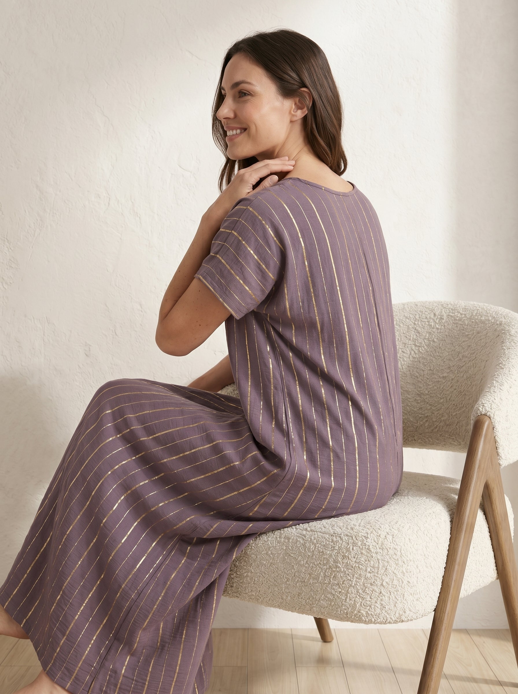 Relaxed-Fit Striped Inner Dress for Modern Modest Layering