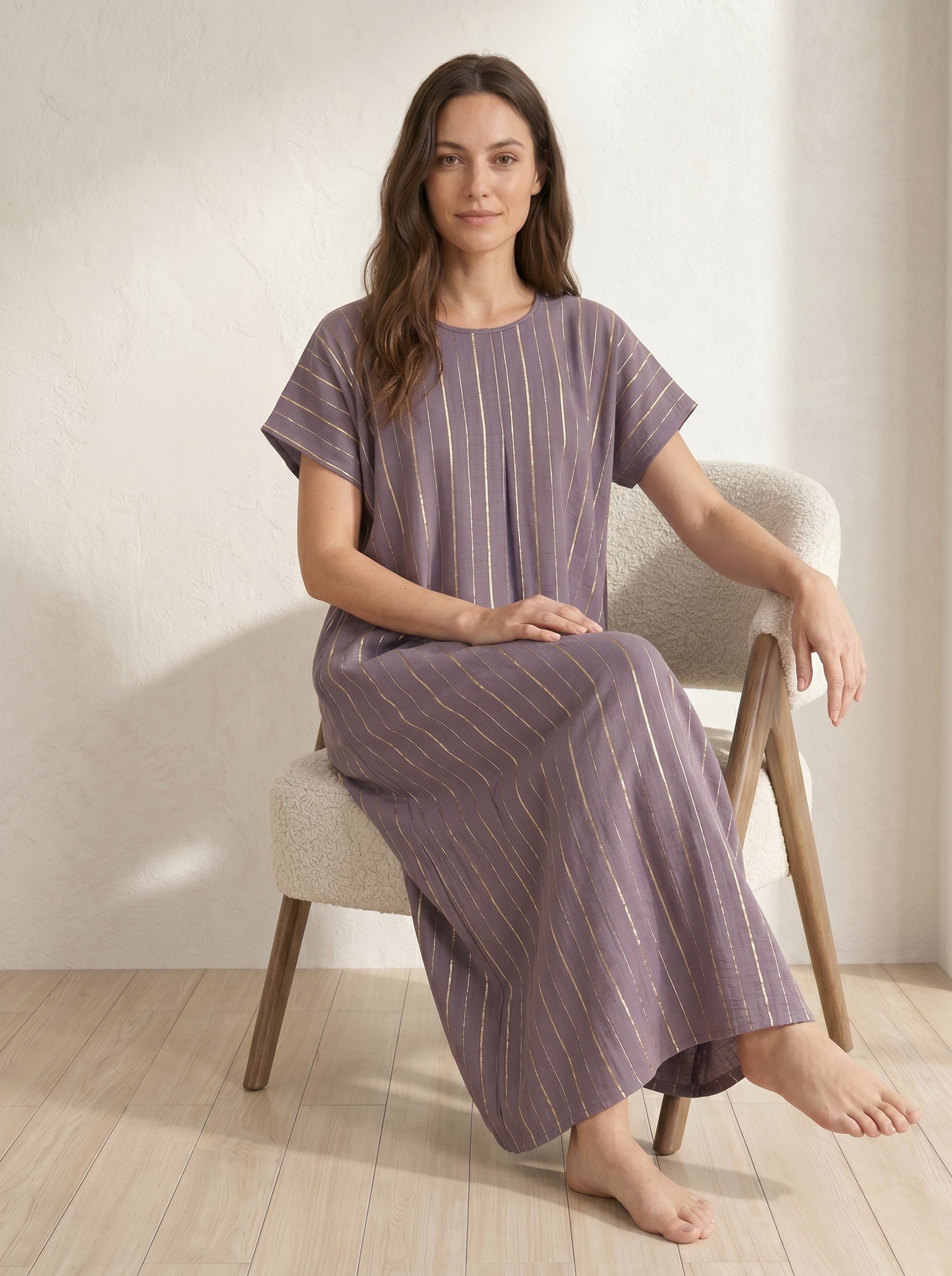 Relaxed-Fit Striped Inner Dress for Modern Modest Layering