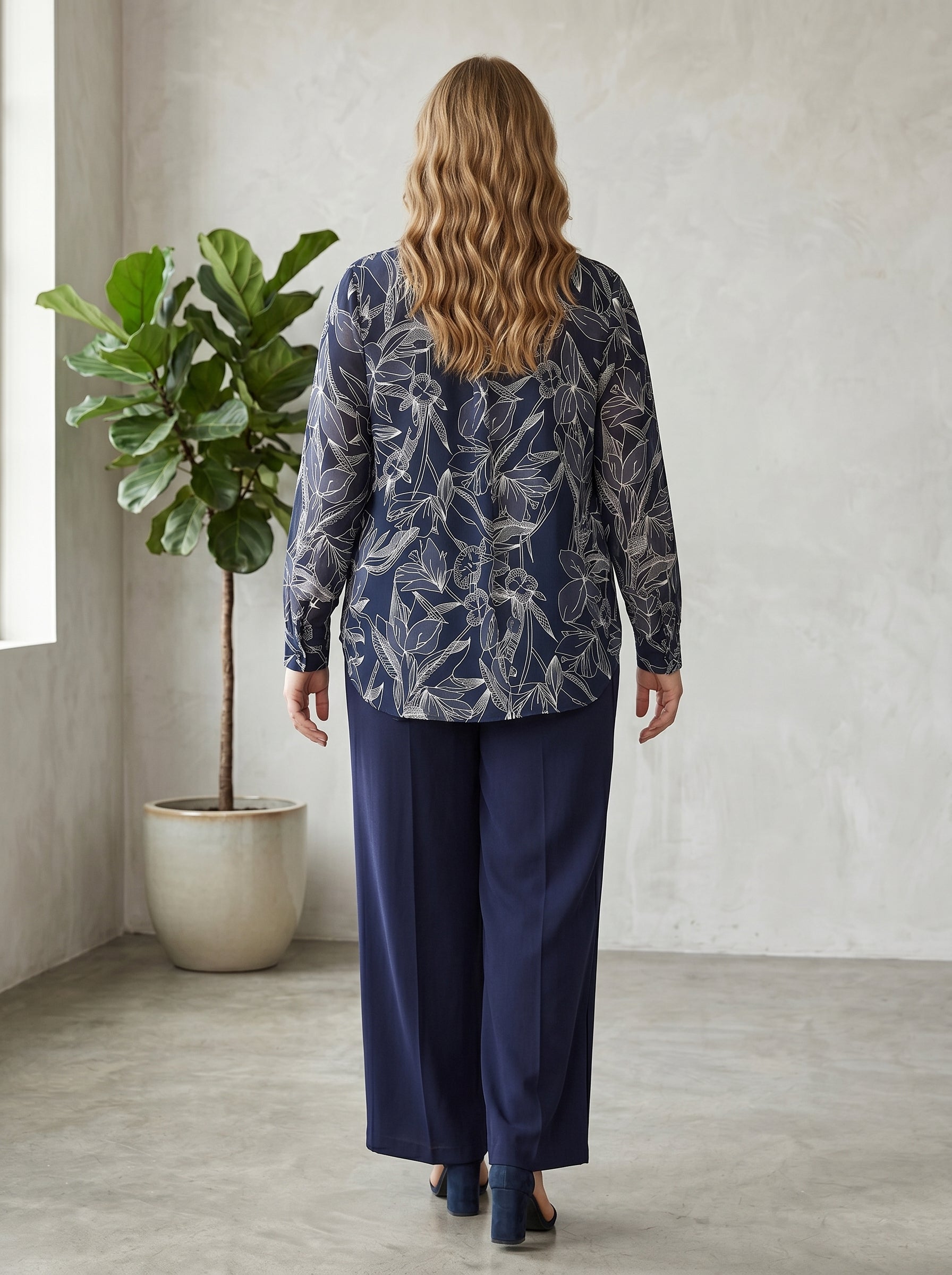Classic Collared Line-Art Floral Matching Set