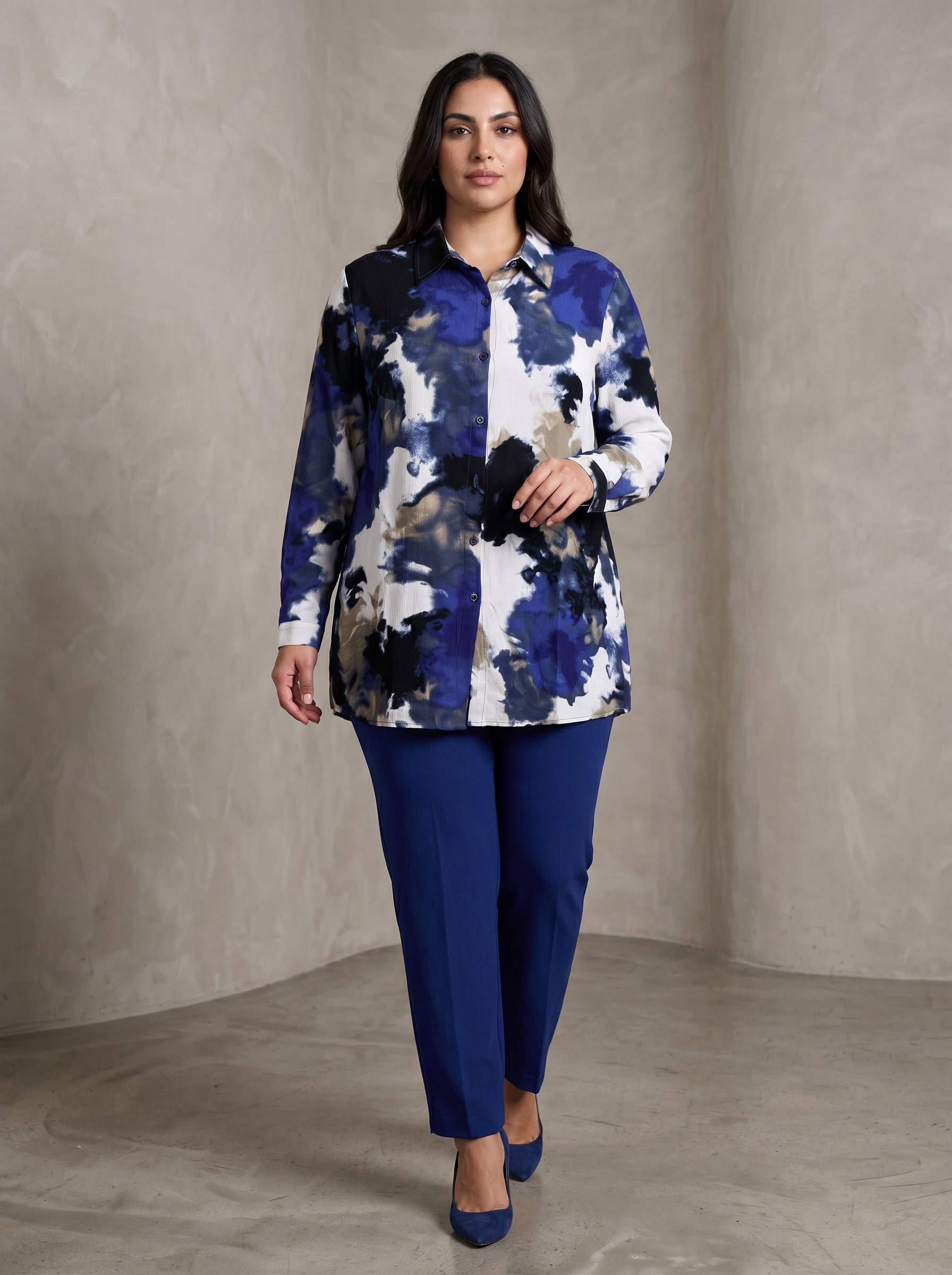 Premium Textured Ink-Wash Two-Piece Ensemble
