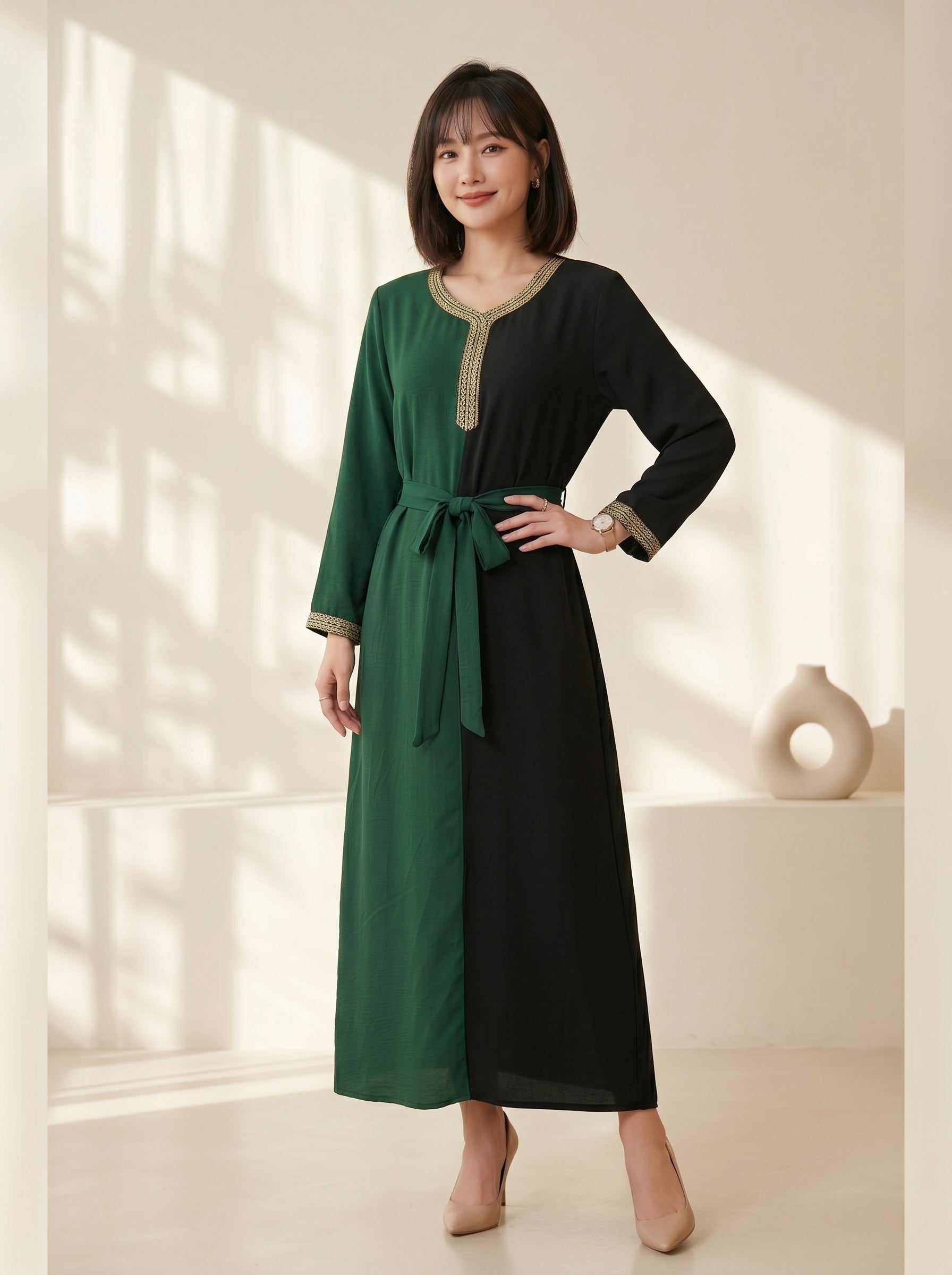 Premium Dual-Color Modest Kaftan
