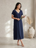 Lace-Trim V-Neck Maxi Dress
