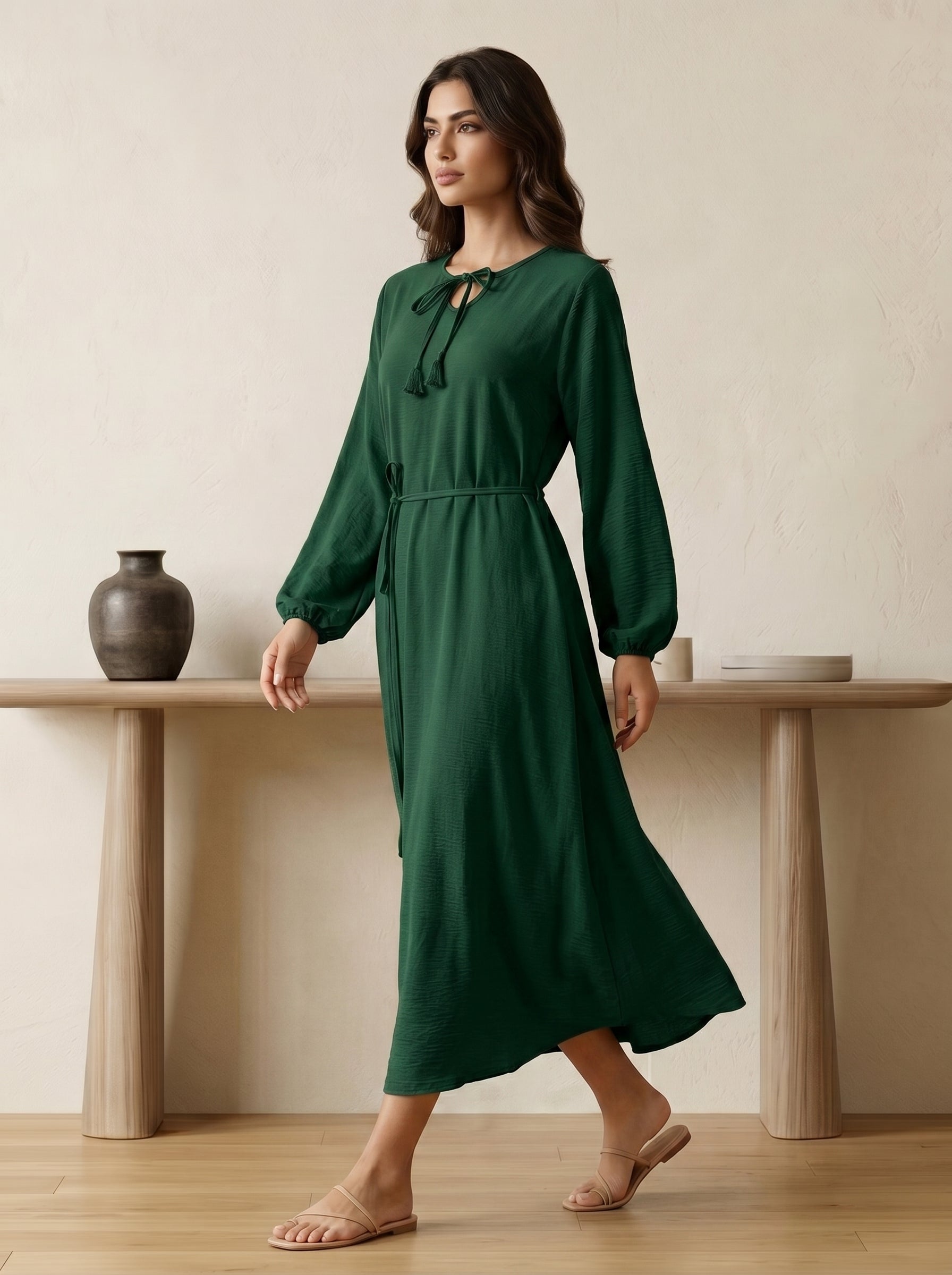 Tie-Neck Tassel Tunic Top