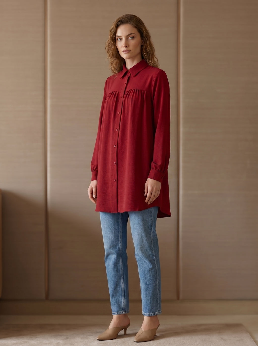 Elegant Curved Hem Tunic Shirt