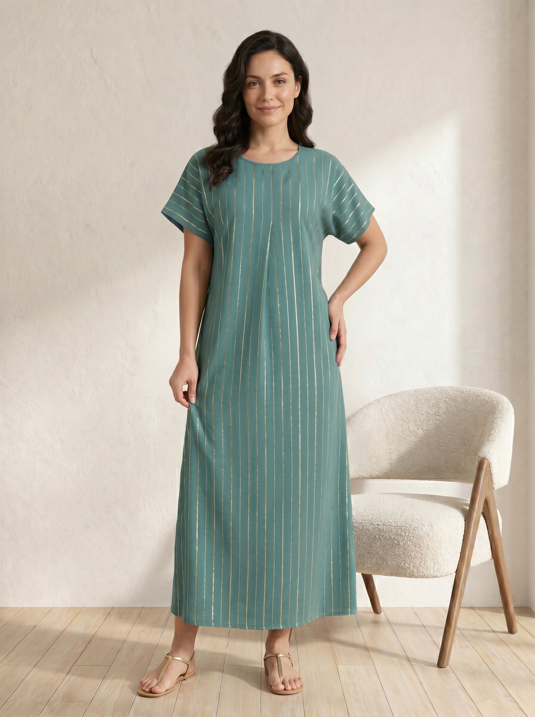 Relaxed-Fit Striped Inner Dress for Modern Modest Layering