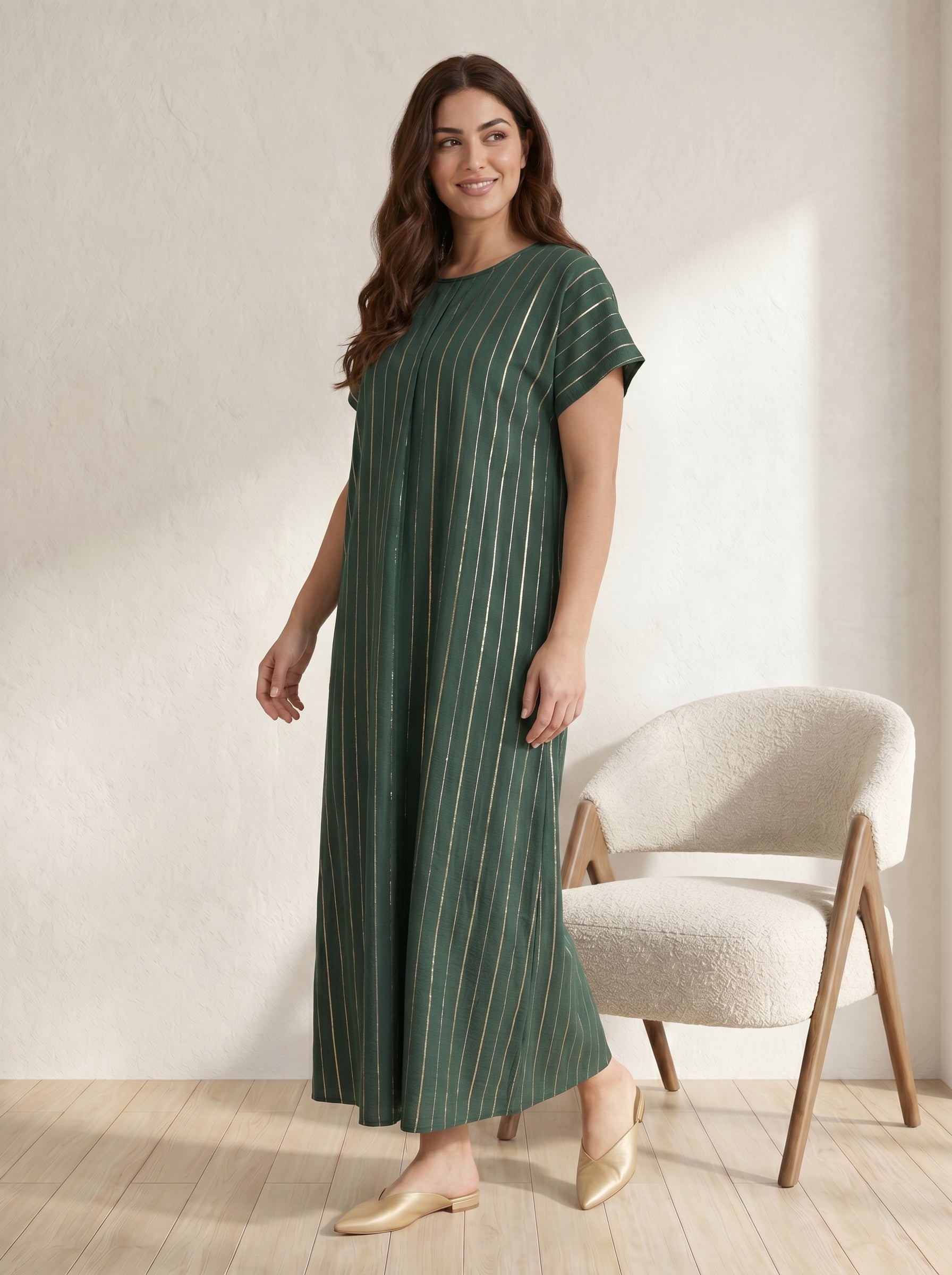 Relaxed-Fit Striped Inner Dress for Modern Modest Layering