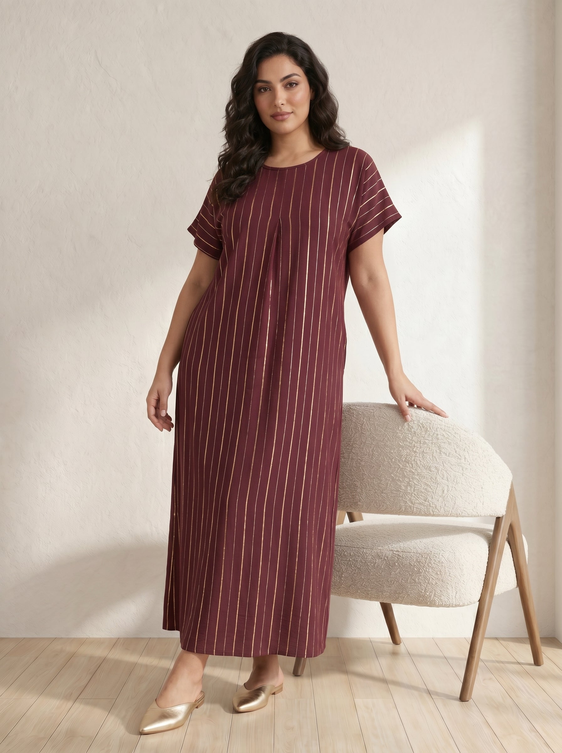 Relaxed-Fit Striped Inner Dress for Modern Modest Layering