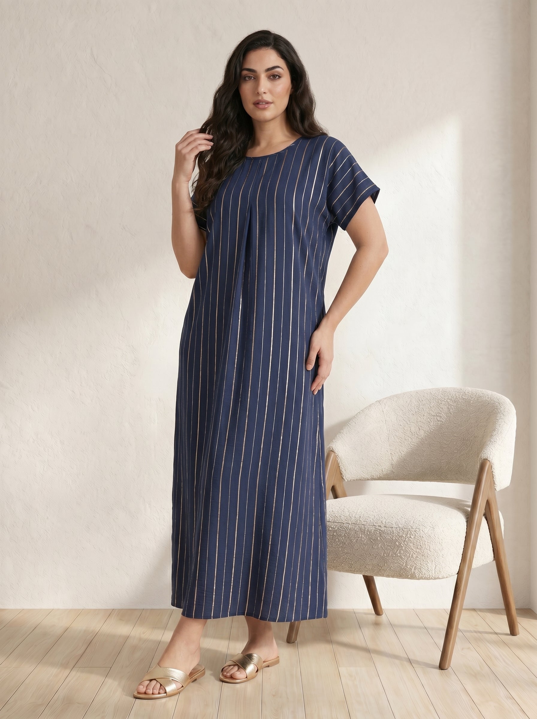 Relaxed-Fit Striped Inner Dress for Modern Modest Layering