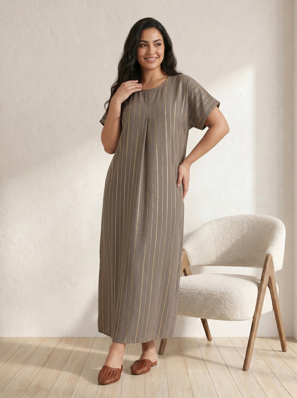 Relaxed-Fit Striped Inner Dress for Modern Modest Layering