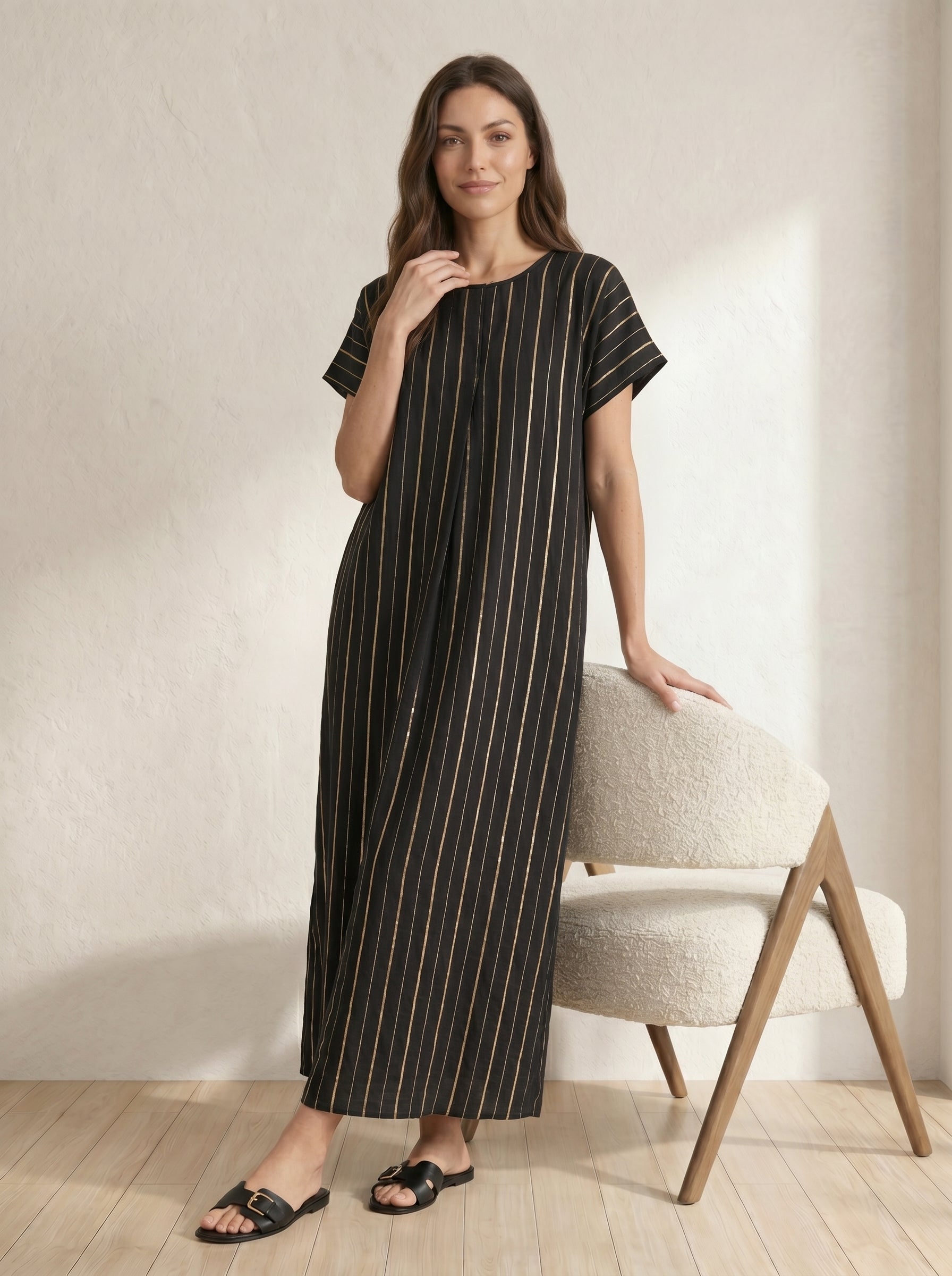 Relaxed-Fit Striped Inner Dress for Modern Modest Layering