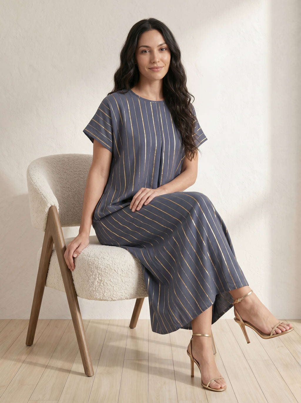 Relaxed-Fit Striped Inner Dress for Modern Modest Layering